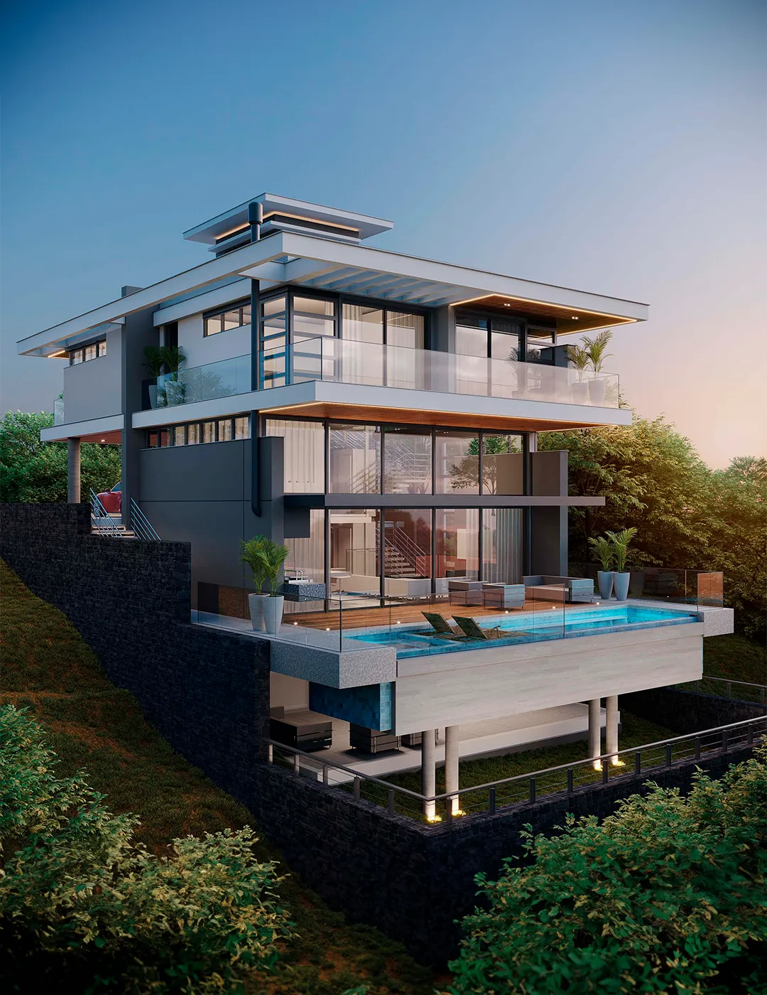 Projeto de Arquitetura Residencial Contemporâneo Terreno em Declive – Progetta Studio 02 mob
