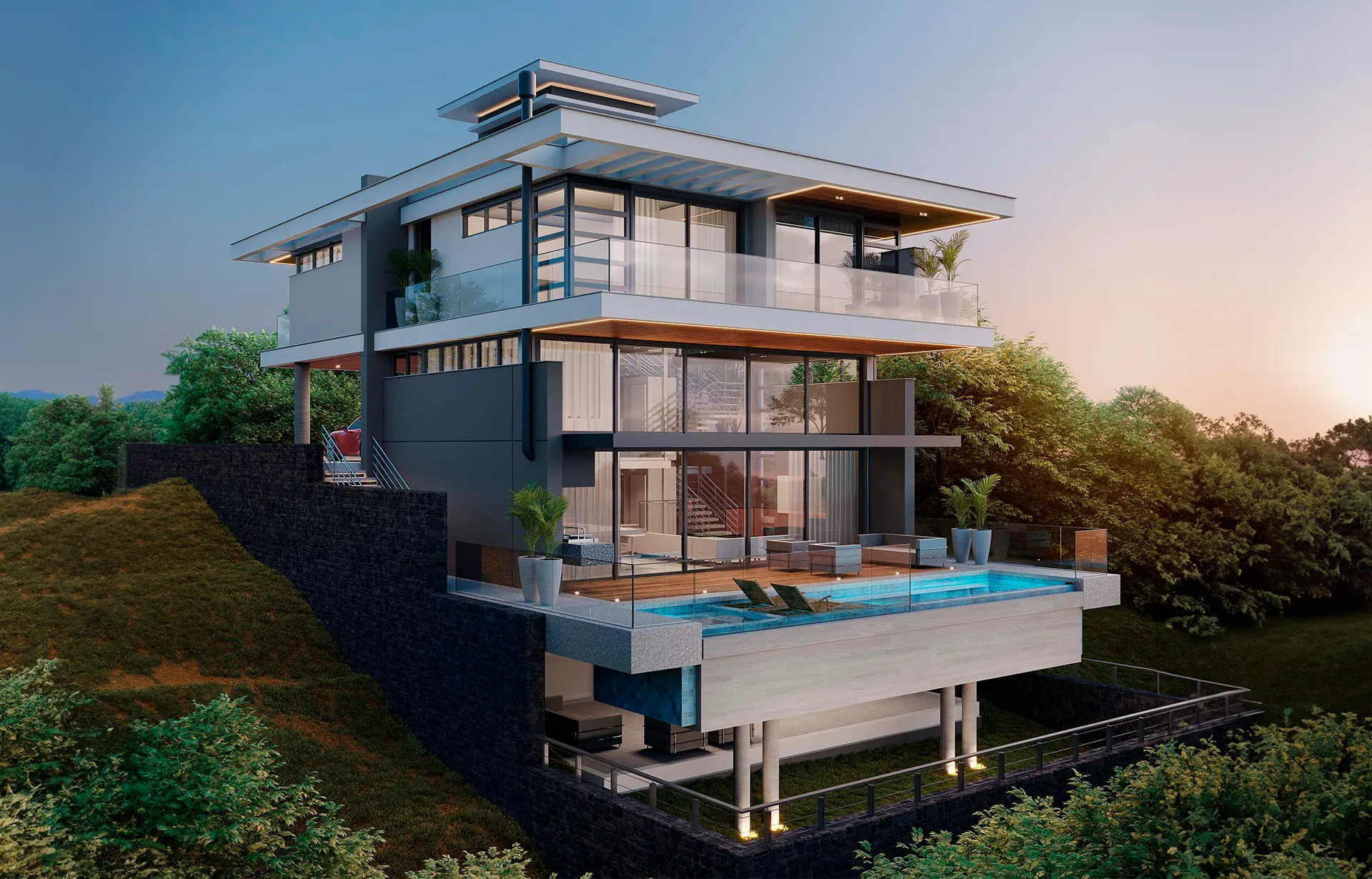 Projeto de Arquitetura Residencial Contemporâneo Terreno em Declive – Progetta Studio 02