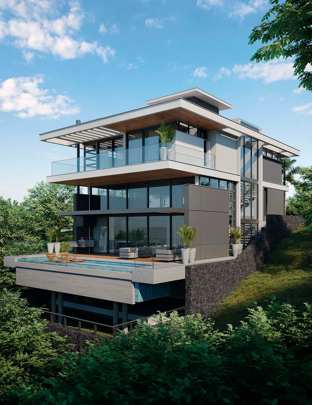 Projeto de Arquitetura Residencial Contemporâneo Terreno em Declive – Progetta Studio 04 mob