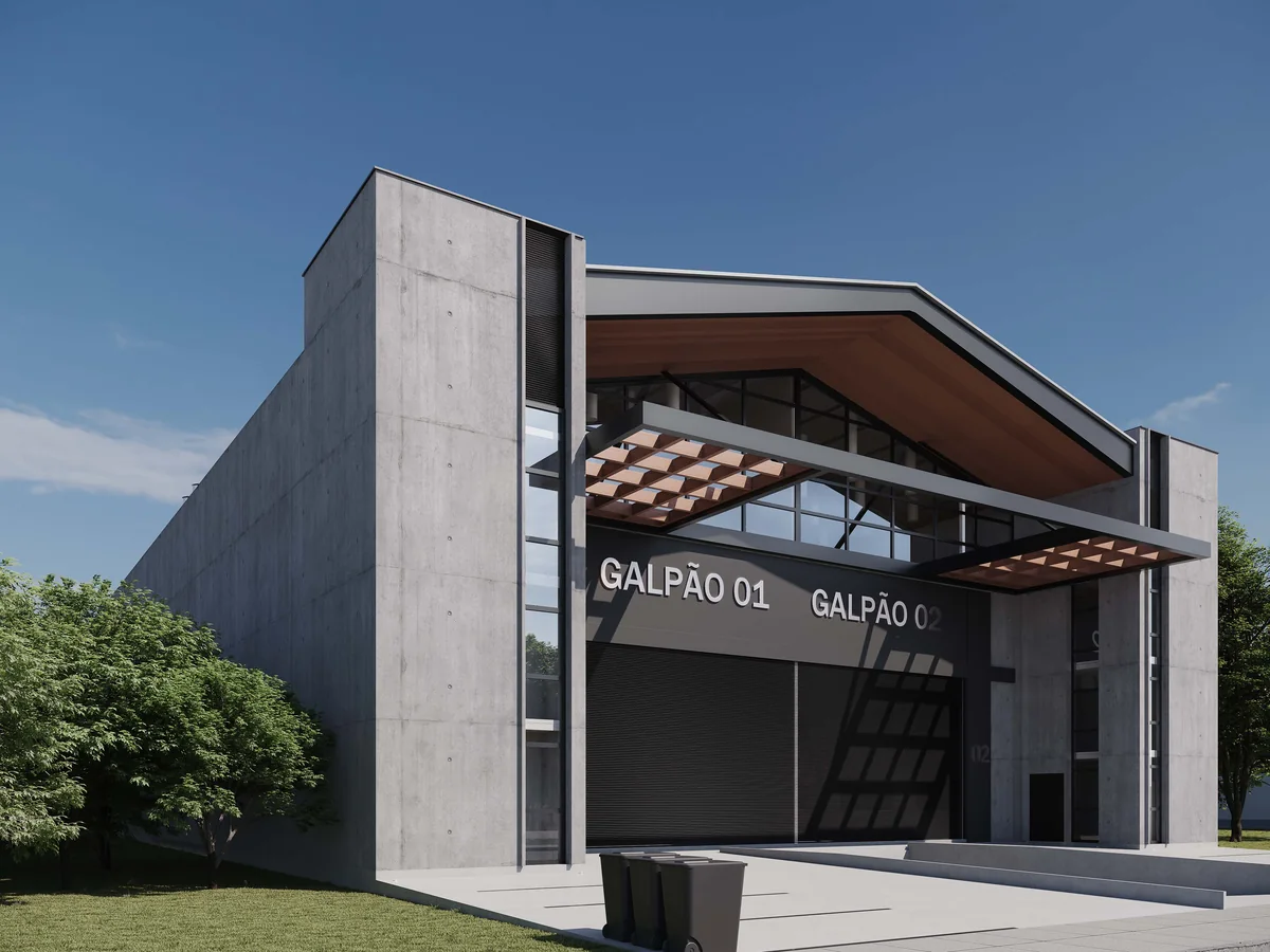 Perspectiva do projeto do Galpão Logístico Polidoro, em Palhoça, pela Progetta Studio